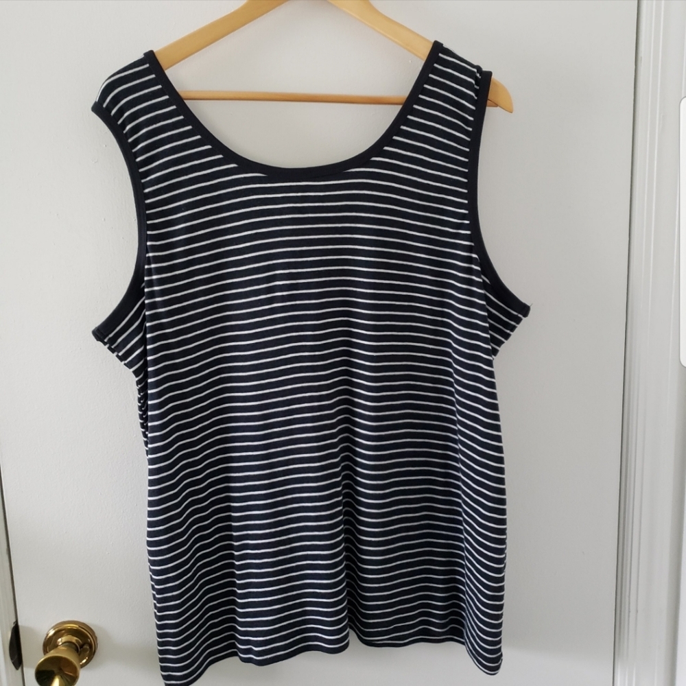 SOLD. Basic Editions |Black White Stripe Tank - Picture 2 of 4